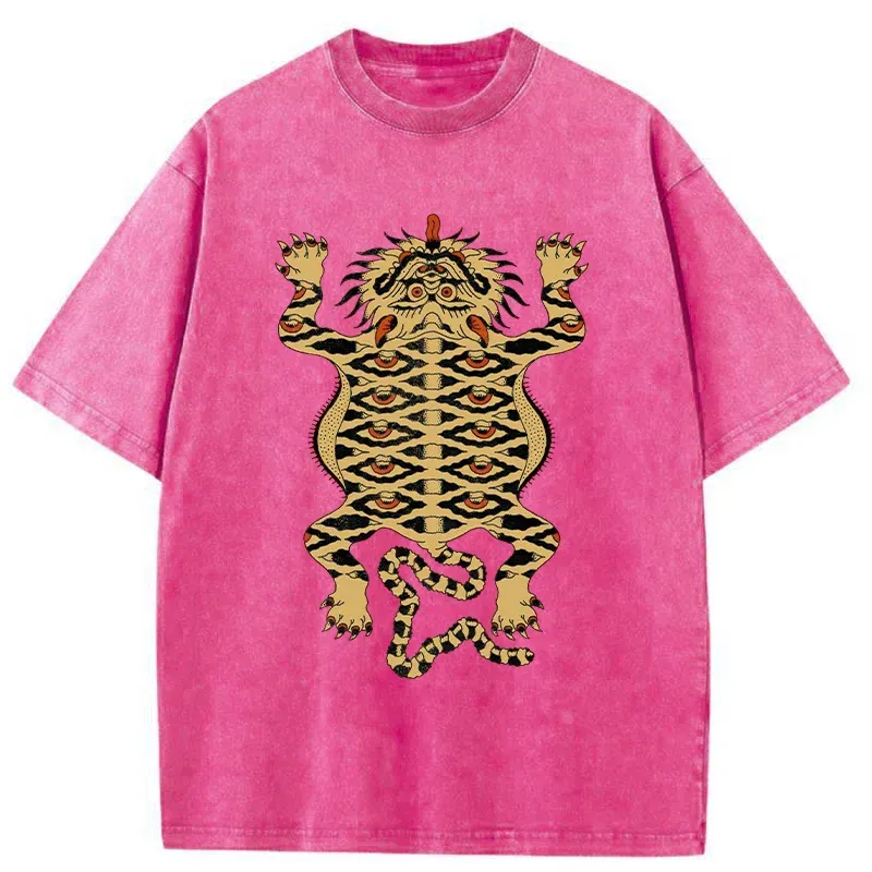 Tokyo-Tiger Mighty Tiger Woodcut Washed T-Shirt