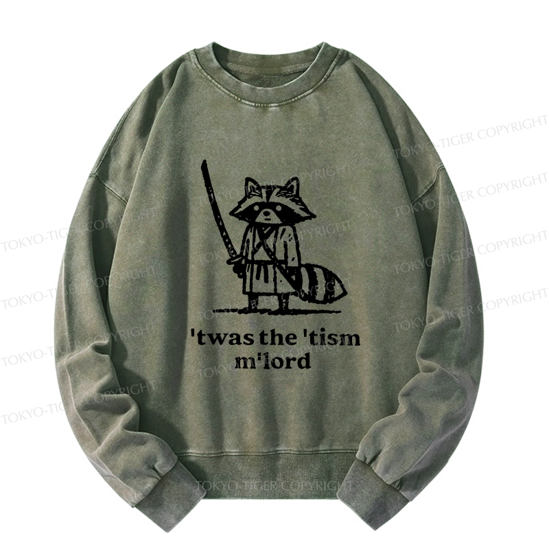 Tokyo-Tiger Focused Samurai Raccoon Washed Sweatshirt