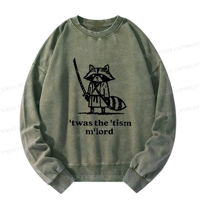 Tokyo-Tiger Focused Samurai Raccoon Washed Sweatshirt