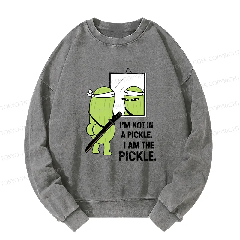 Tokyo-Tiger Funny I Am The Pickle Washed Sweatshirt