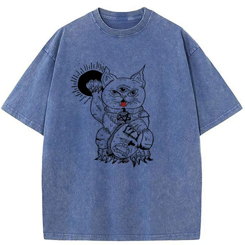 Tokyo-Tiger Evil Lucky Cat Washed T-Shirt