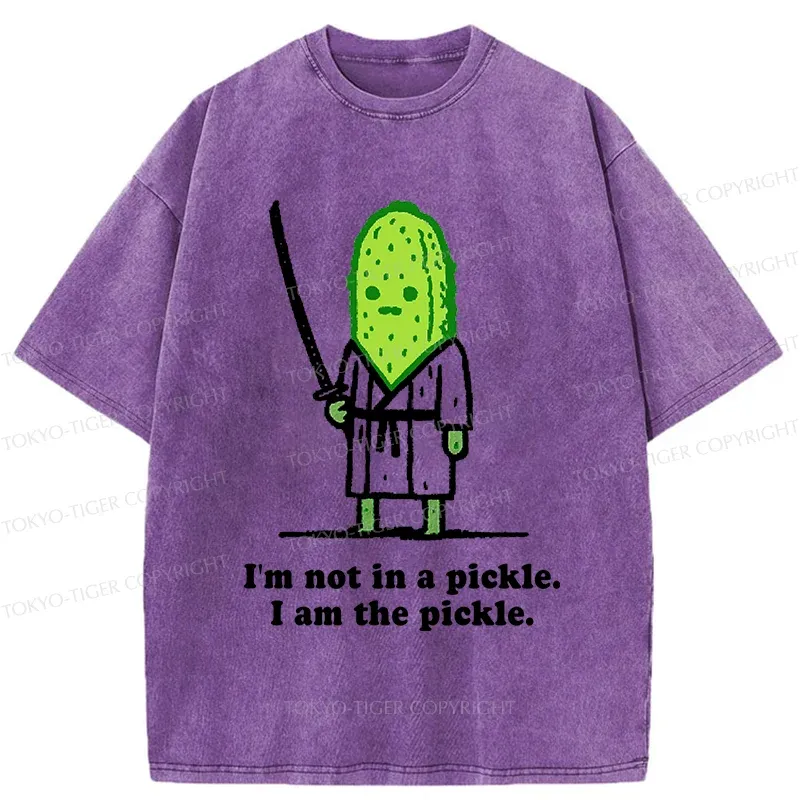 Tokyo-Tiger Funny Cucumber Samurai Washed T-Shirt