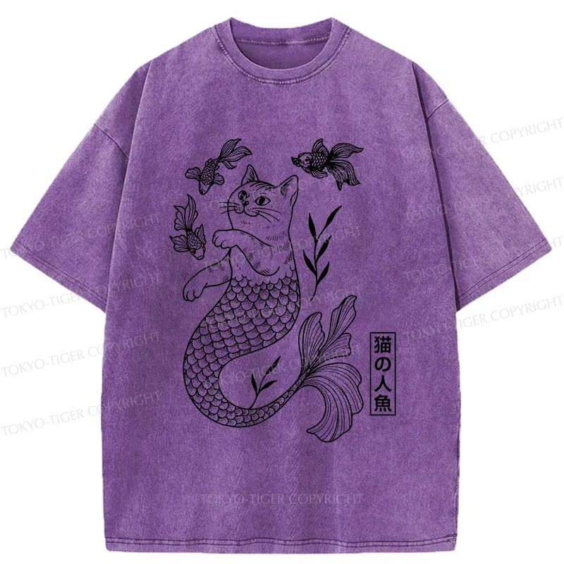 Tokyo-Tiger Catfish Funny Washed T-Shirt