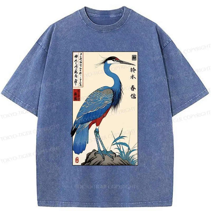 Tokyo-Tiger Colorful Crane Washed T-Shirt