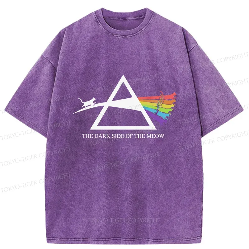 Tokyo-Tiger Funny Rainbow Cat Washed T-Shirt