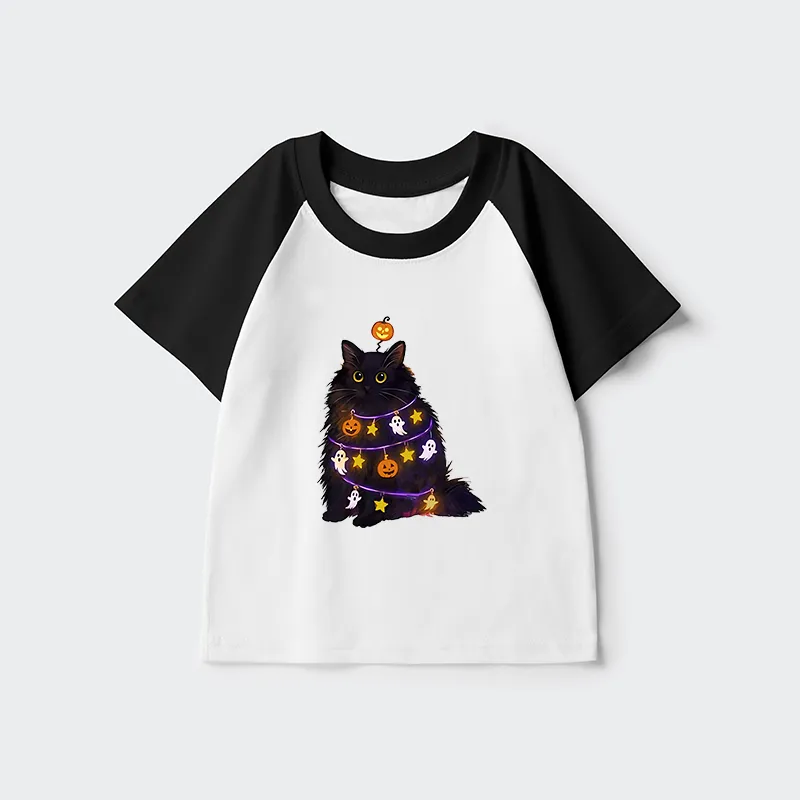 Tokyo-Tiger Halloween Cat Kids Raglan T-shirt