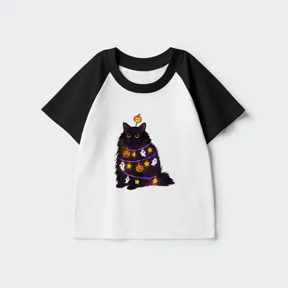 Tokyo-Tiger Halloween Cat Kids Raglan T-shirt
