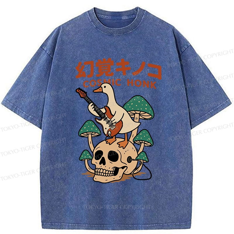 Tokyo-Tiger Hallucinogenic Mushrooms Cosmic Honk Washed T-Shirt