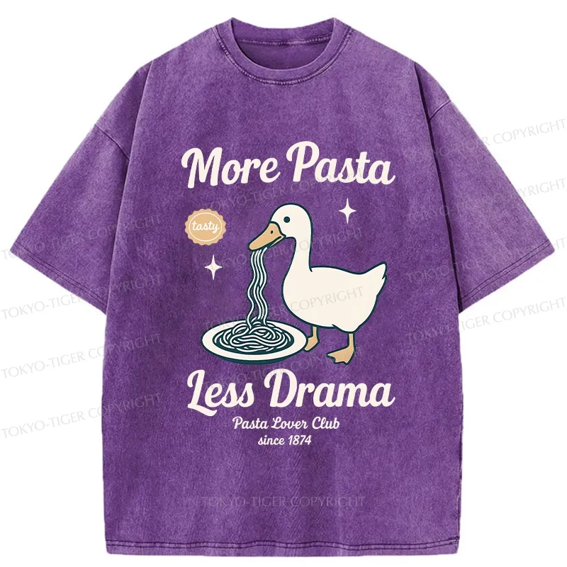 Tokyo-Tiger More Pasta Less Drama Washed T-Shirt