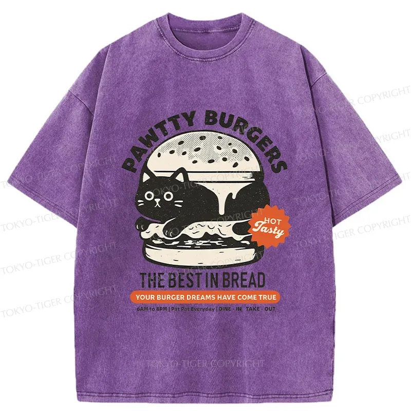 Tokyo-Tiger Cat Burger Washed T-Shirt