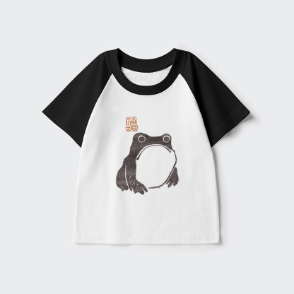 Tokyo-Tiger Matsumoto Hoji Woodblock Print Frog Kids Raglan T-shirt
