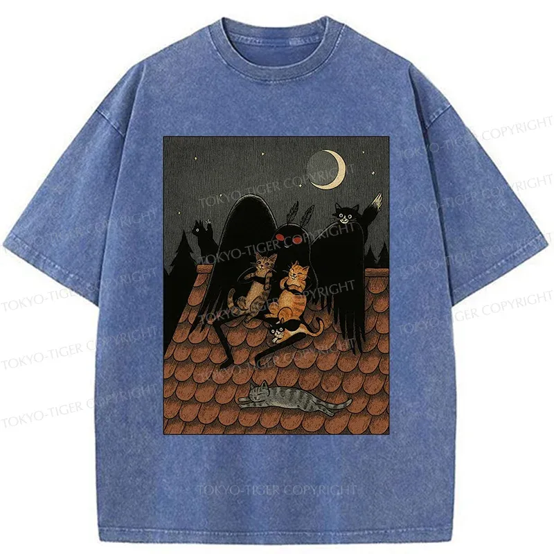 Tokyo-Tiger Mothman In Moonlight Washed T-Shirt