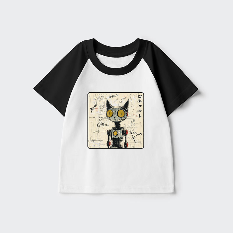 Tokyo-Tiger Robot Cat Kids Raglan T-shirt