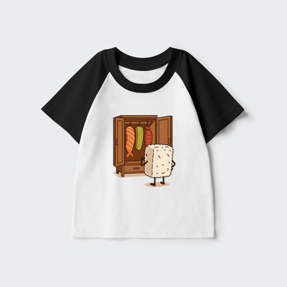 Tokyo-Tiger Sushi Pick Out Clothes Kids Raglan T-shirt