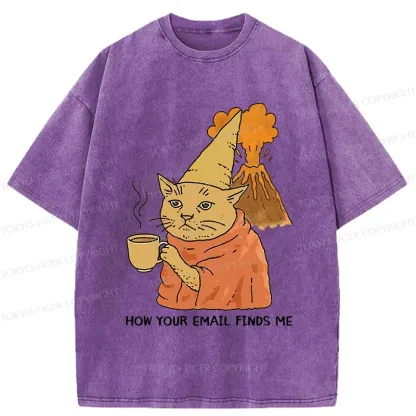 Tokyo-Tiger Funny Orange Cat Washed T-Shirt