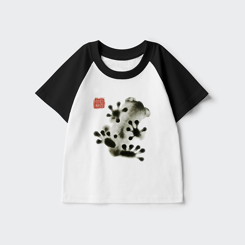 Tokyo-Tiger Ink Painting Frog Kids Raglan T-shirt