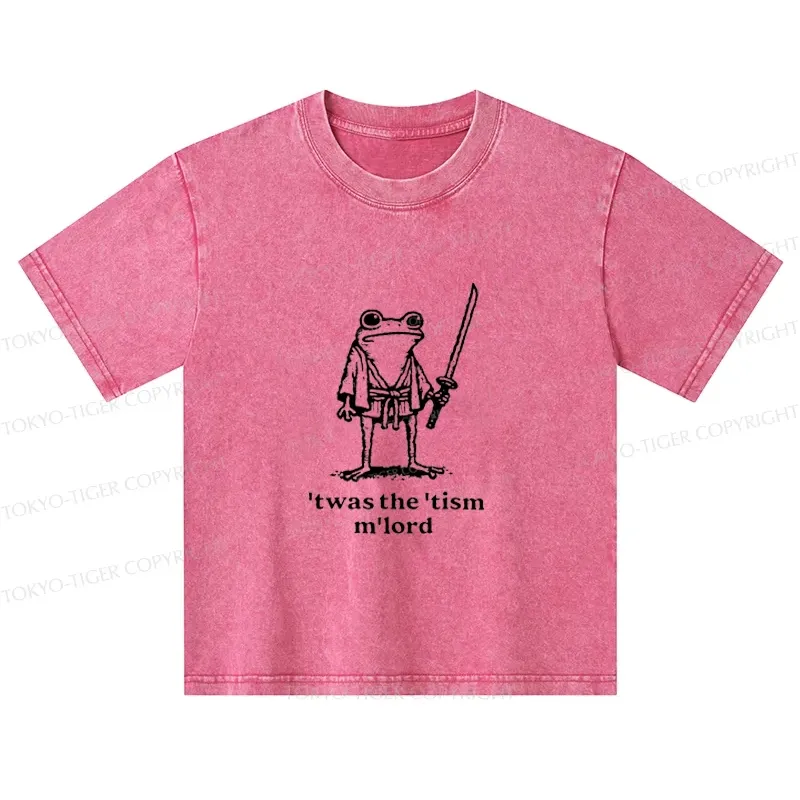 Tokyo-Tiger Focused Samurai Frog Kids Washed T-Shirt