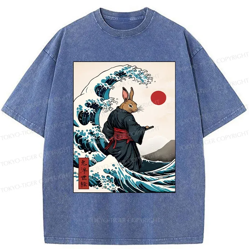 Tokyo-Tiger Rabbit Samurai Washed T-Shirt