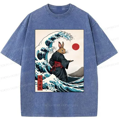 Tokyo-Tiger Rabbit Samurai Washed T-Shirt