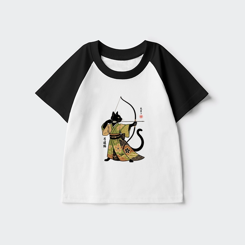 Tokyo-Tiger Japan Cat Archery Kids Raglan T-shirt
