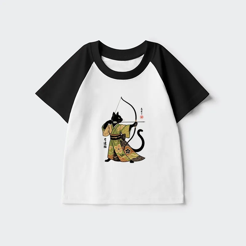 Tokyo-Tiger Japan Cat Archery Kids Raglan T-shirt