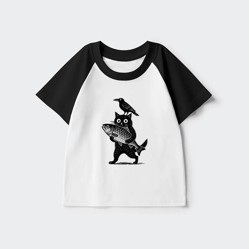 Tokyo-Tiger Black Animals Funny Kids Raglan T-shirt