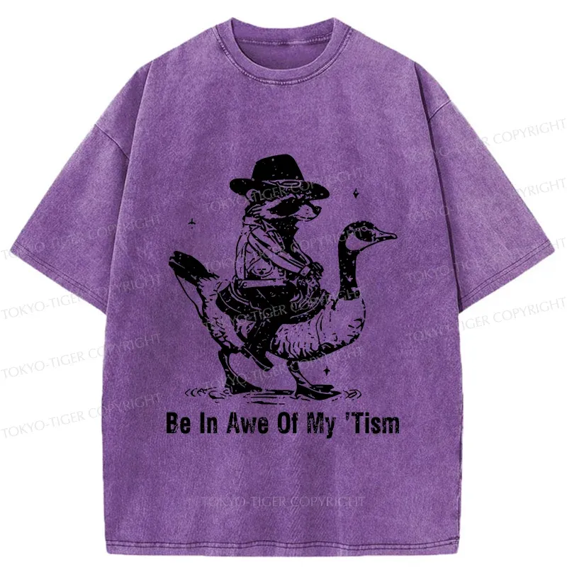 Tokyo-Tiger Raccoon Riding A Goose Washed T-Shirt