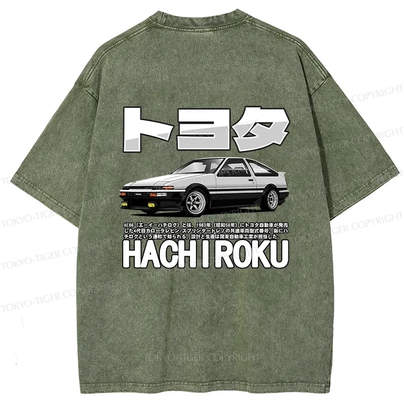 Tokyo-Tiger Japanese Classic Car Retro Back Washed T-Shirt
