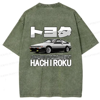 Tokyo-Tiger Japanese Classic Car Retro Back Washed T-Shirt