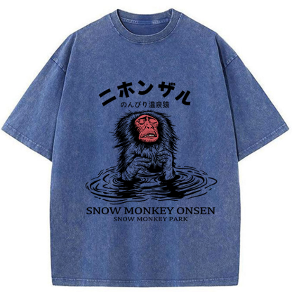 Tokyo-Tiger Relaxed Hot Spring Monkey Washed T-Shirt