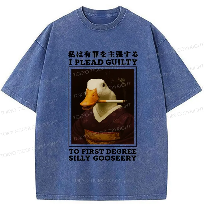 Tokyo-Tiger Silly Goose Smoking Funny Washed T-Shirt