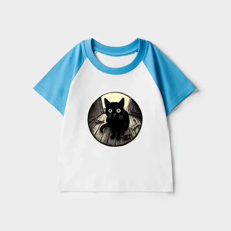 Tokyo-Tiger Waiting Black Cat Kids Raglan T-shirt