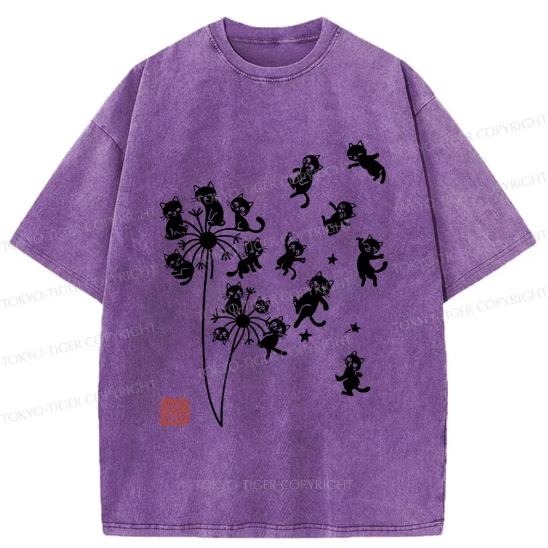 Tokyo-Tiger Dandelion Cat Washed T-Shirt