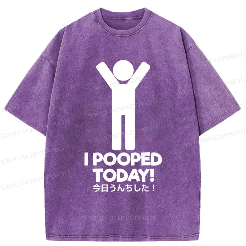 Tokyo-Tiger I Pooped Today Washed T-Shirt