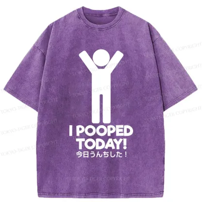 Tokyo-Tiger I Pooped Today Washed T-Shirt