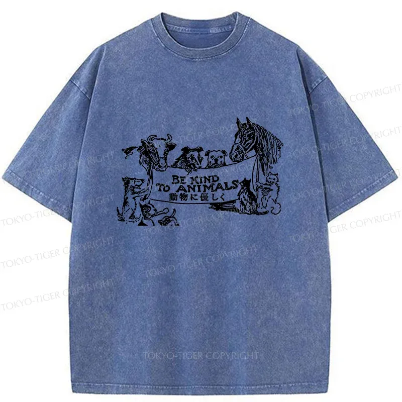 Tokyo-Tiger Be Kind To Animals Washed T-Shirt