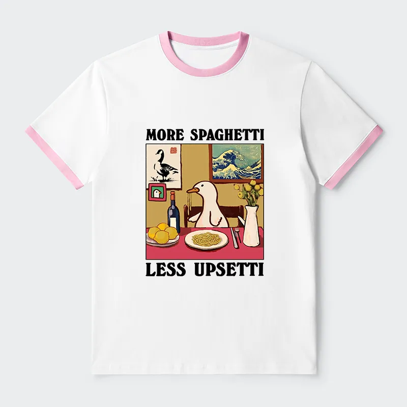 Tokyo-Tiger More Spaghetti Less Upsetti Goose Contrast Trim T-Shirt