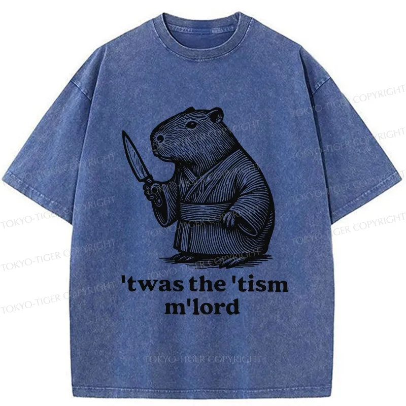 Tokyo-Tiger Focused Capybara Samurai Washed T-Shirt
