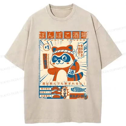 Tokyo-Tiger Japanese Raccoon Pub Washed T-Shirt