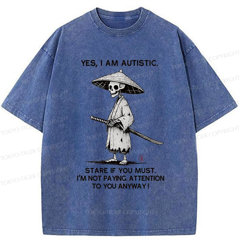 Tokyo-Tiger Samurai Skeleton Has Autistic Washed T-Shirt
