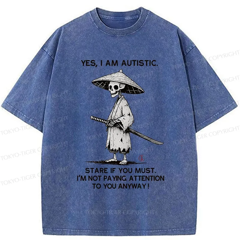 Tokyo-Tiger Samurai Skeleton Has Autistic Washed T-Shirt