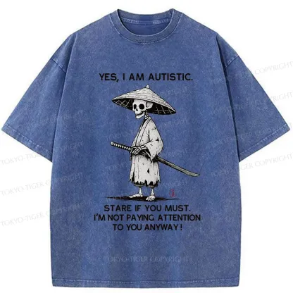 Tokyo-Tiger Samurai Skeleton Has Autistic Washed T-Shirt