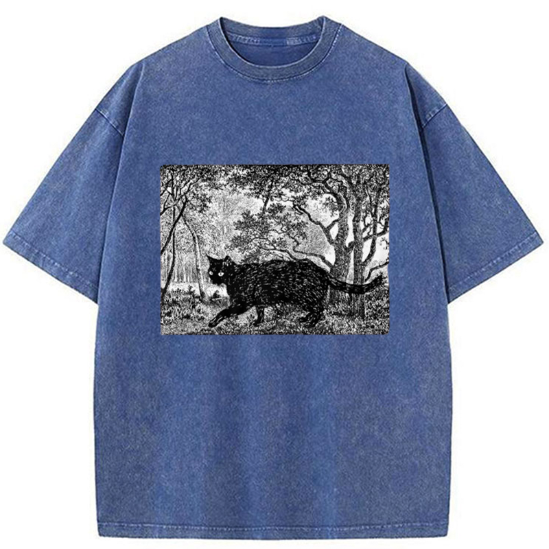 Tokyo-Tiger Cat Walking In The Woods Washed T-Shirt