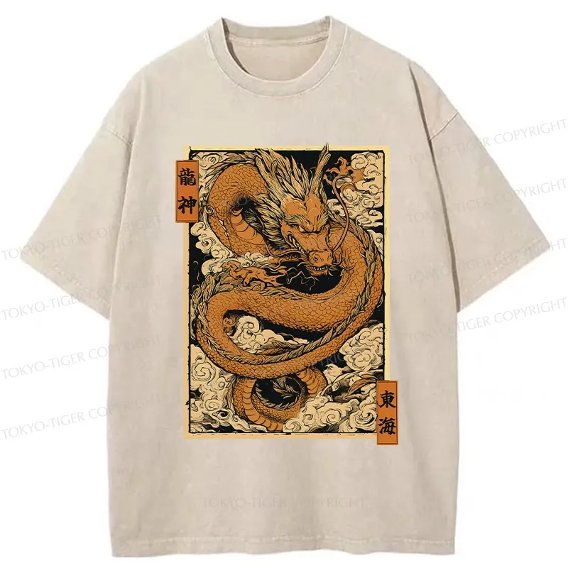 Tokyo-Tiger The Majestic Dragon God Washed T-Shirt