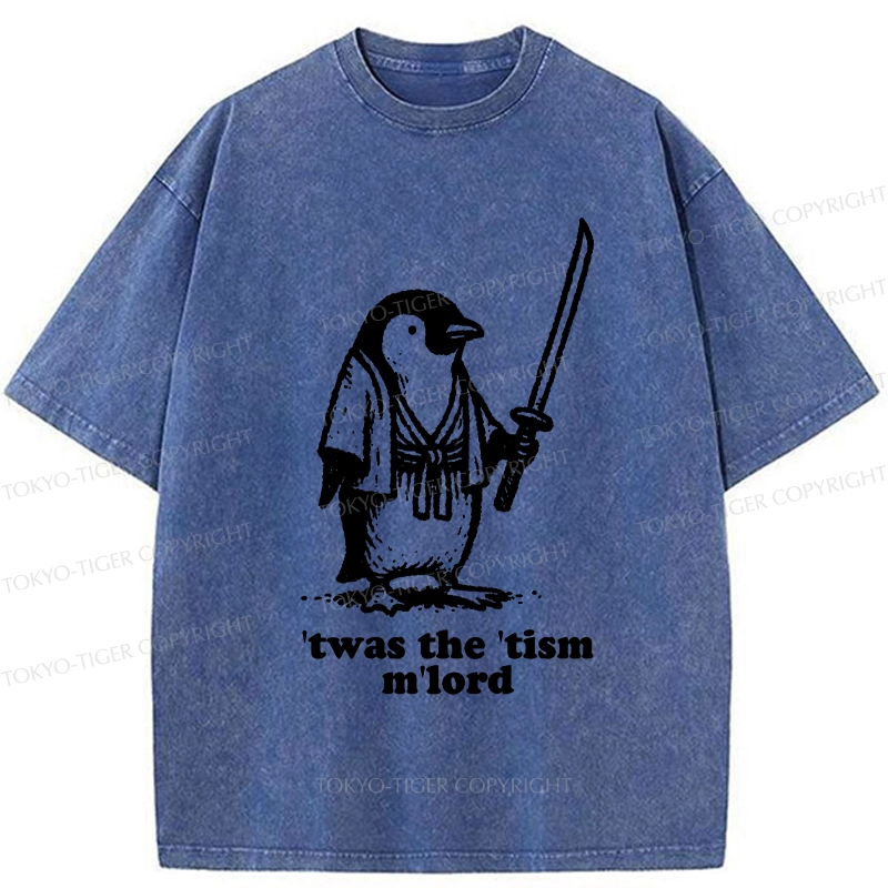 Tokyo-Tiger Focused Penguin Samurai Washed T-Shirt