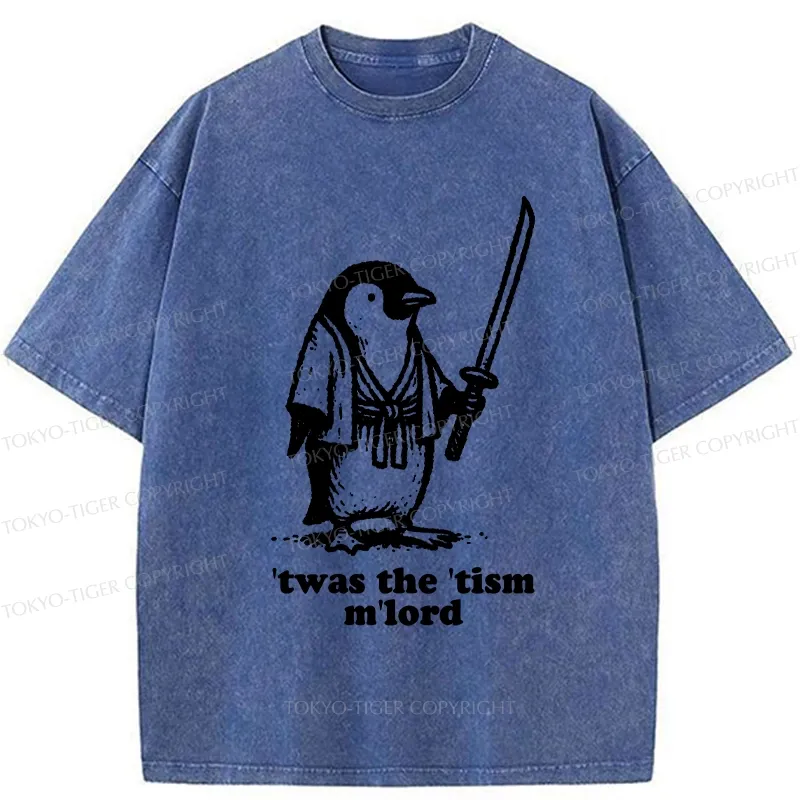 Tokyo-Tiger Focused Penguin Samurai Washed T-Shirt