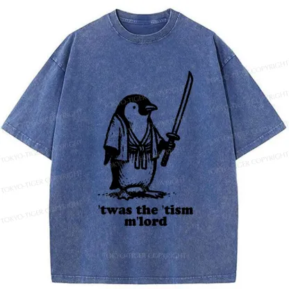Tokyo-Tiger Focused Penguin Samurai Washed T-Shirt