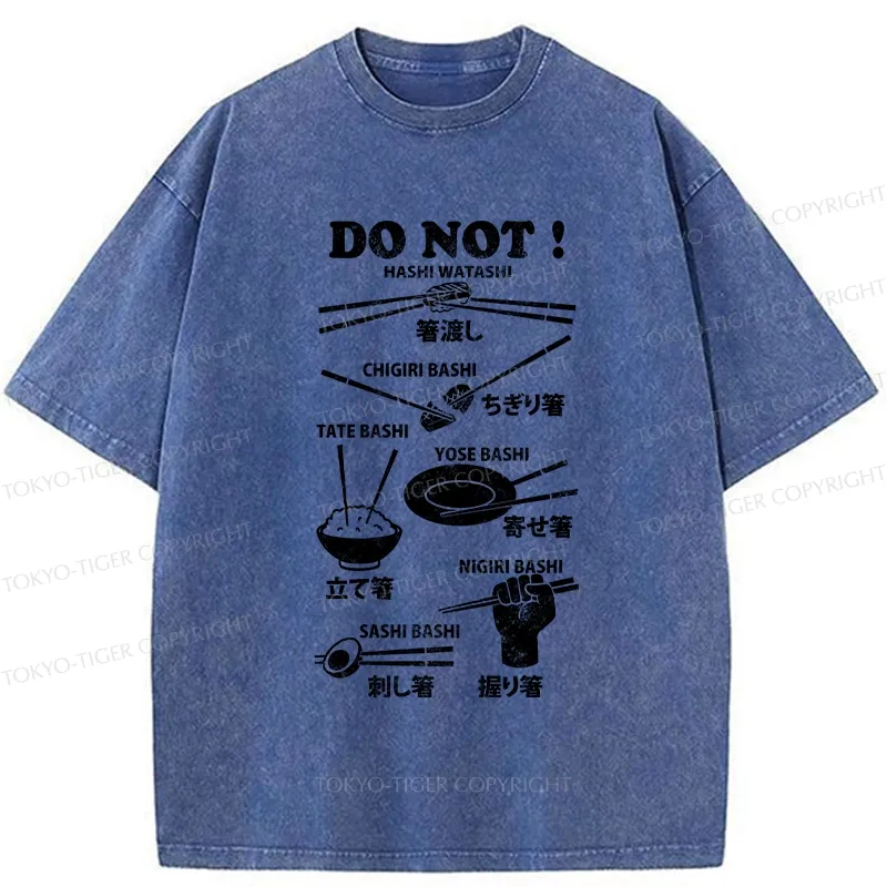 Tokyo-Tiger Chopstick Etiquette: What Not To Do Washed T-Shirt