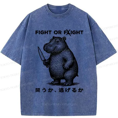 Tokyo-Tiger Fight Or Flight Moo Deng Washed T-Shirt