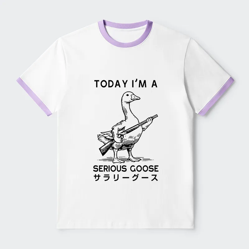 Tokyo-Tiger Serious Stupid Goose Contrast Trim T-Shirt